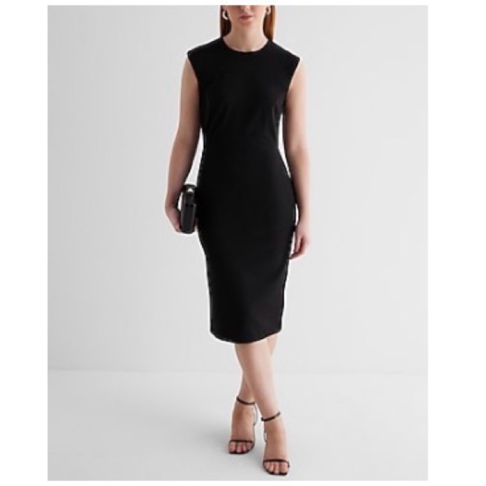 Express Black Crew Neck Cap Sleeve Sheath Dress Size M